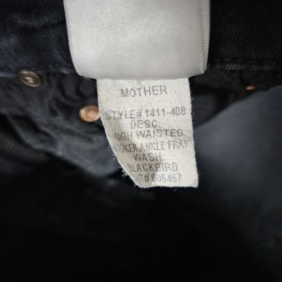 Mother High Waisted Looker Ankle Jeans Women 24x26 Black Bird Wash Super Skinny - Picture 7 of 11